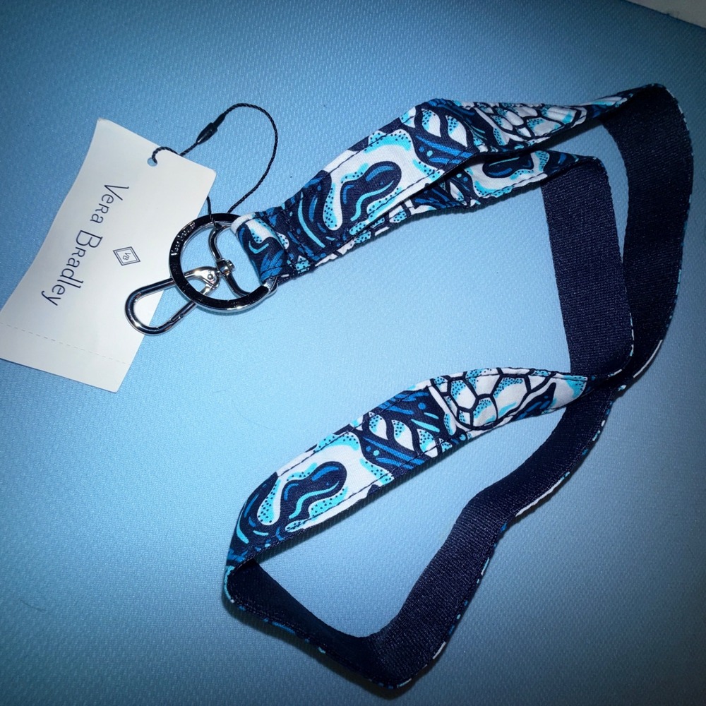 Vera Bradley Wide Lanyard NEW Shore Enough Blue Turtle Print